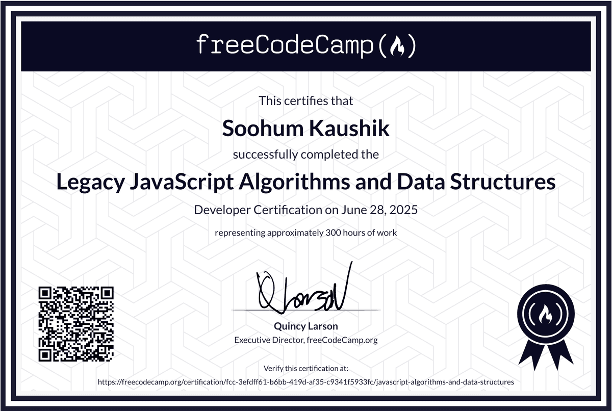 JavaScript DSA Certificate